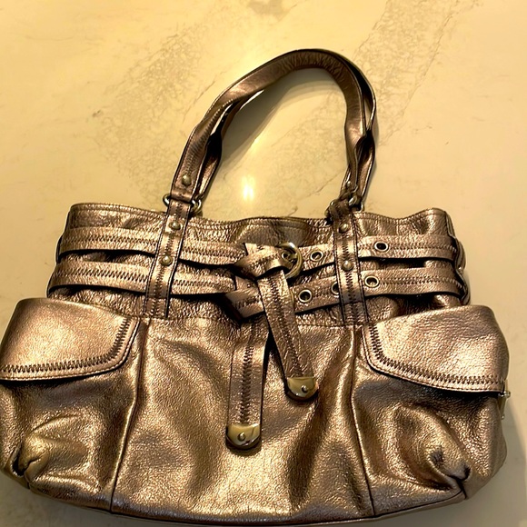 84. B t Shoulder Silver Shoulder Leather Bag  with unique buckle ties - Picture 1 of 16